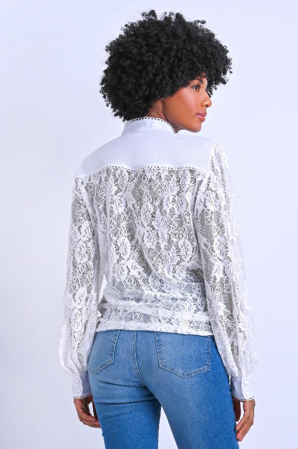 CAMISA DE ENCAJE CON MANGA AMPLA