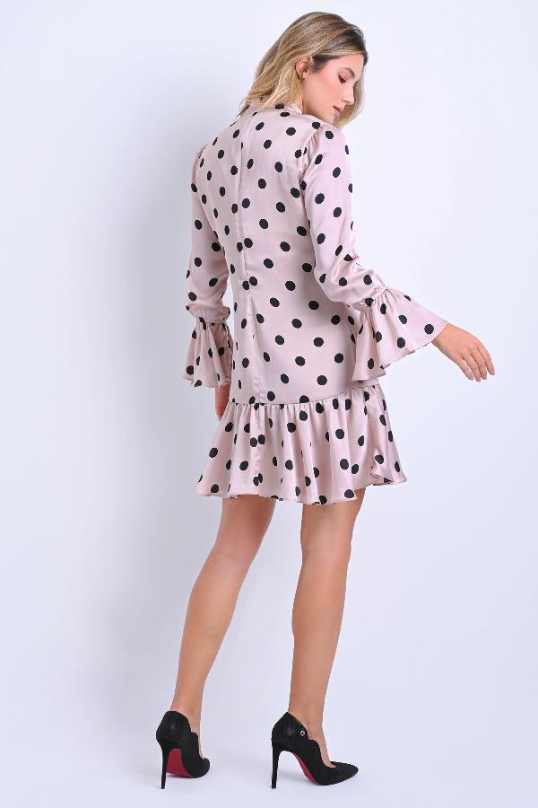 VESTIDO VOLADO GODE CON ESCOTE ALTO