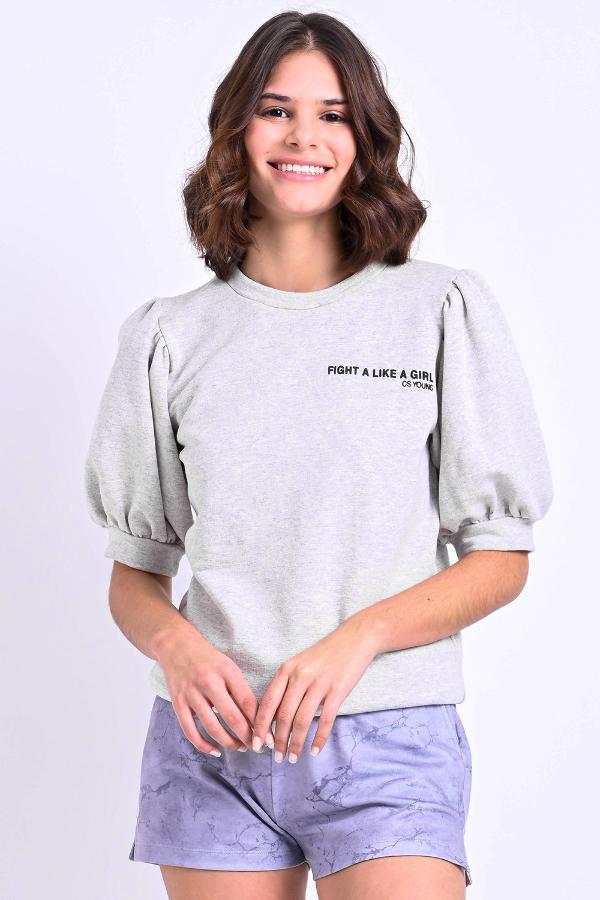 BLUSA MANGA ABULLONADA