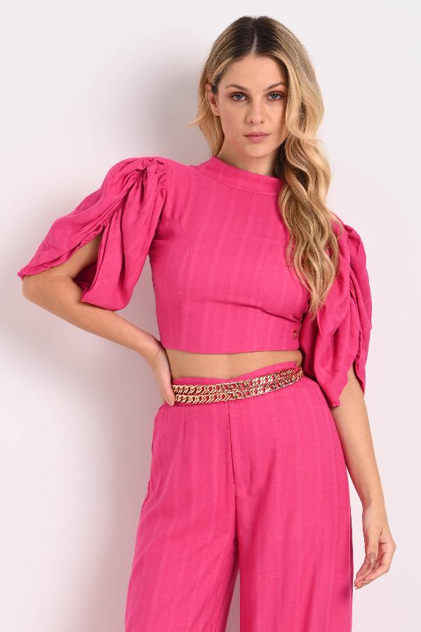 BLUSA CROPPED MANGA AMPLIA
