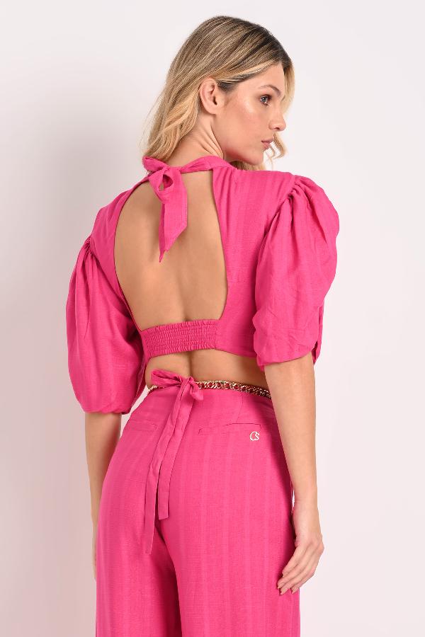 BLUSA CROPPED MANGA AMPLIA