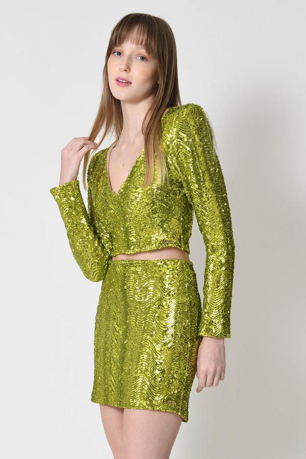 BLUSA CROPPED SHINE EFFECT