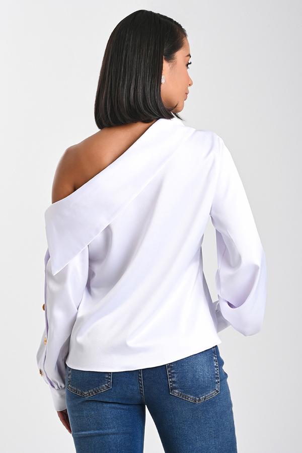 CAMISA BLANCA CON CUELLO ASIMETRICO 