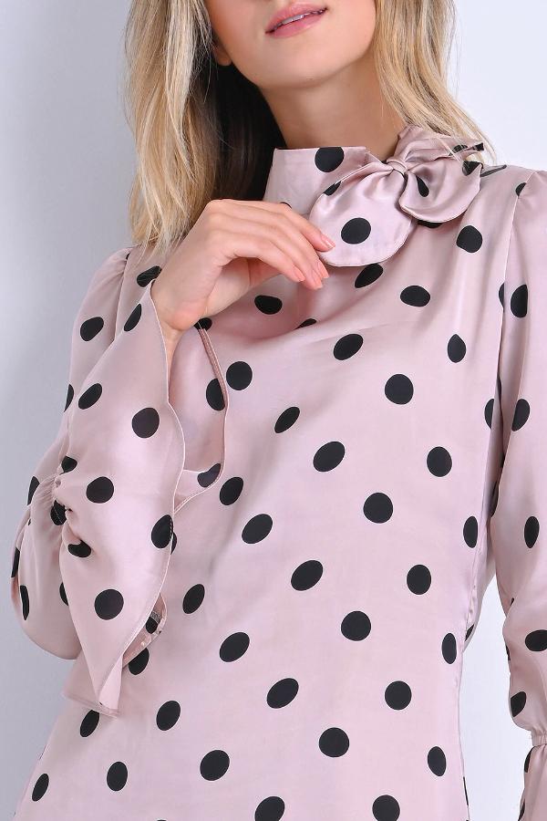 VESTIDO VOLADO GODE CON ESCOTE ALTO