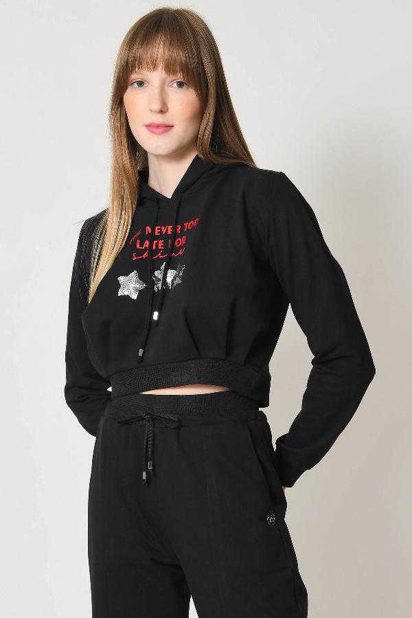 BLUSA CROPPED CON CAPUCHA